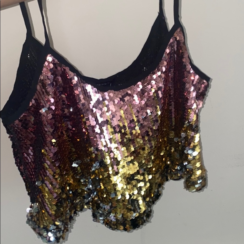 F21 ombre sequins crop top